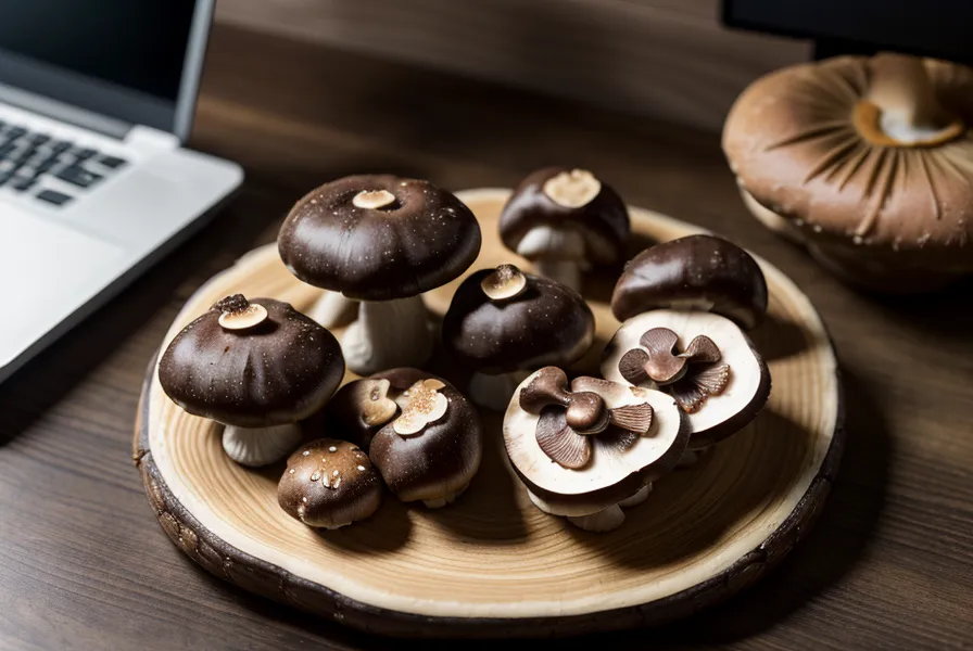 Tronco de shiitake comenzando a fructificar en un rincón del departamento