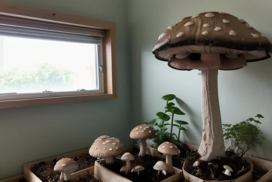 Ventilador chico instalado en un placard para mejorar el intercambio de aire de un cultivo de hongos
