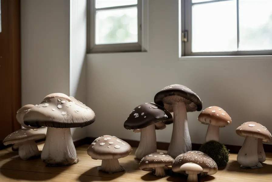 Cultivo de hongos gourmet: eryngii y gírgola creciendo en el mismo placard de un departamento