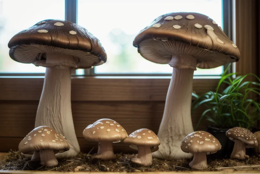 Primer plano de un hongo eryngii de tallo grueso, cosechado en cultivo casero de setas gourmet