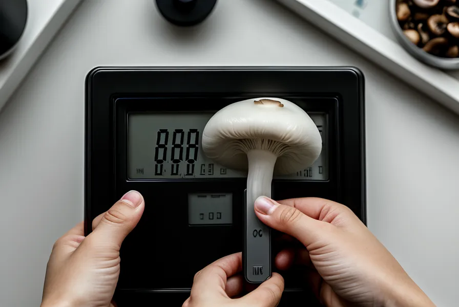 higrómetro digital marcando humedad para el cultivo de hongos